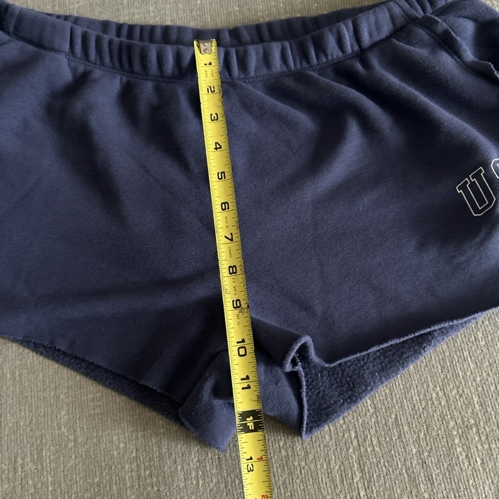 Women's Navy Blue Bear Usa Graphic Shorts Size L Lounge Comfy Bear - Picture 6 of 7
